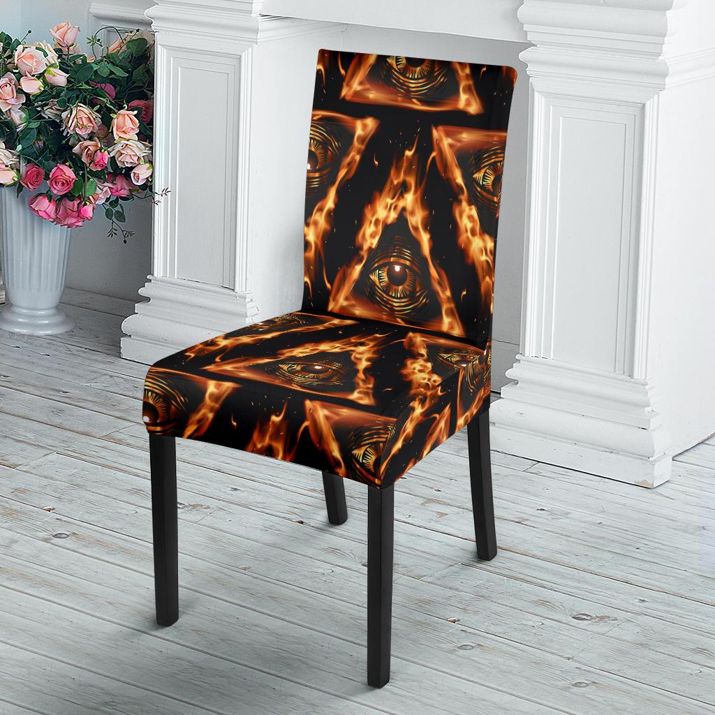 Eye of Horus in Flame Print Dinning Chair Slipper-JTAMIGO.COM
