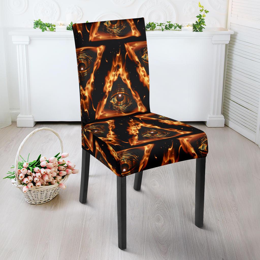 Eye of Horus in Flame Print Dinning Chair Slipper-JTAMIGO.COM
