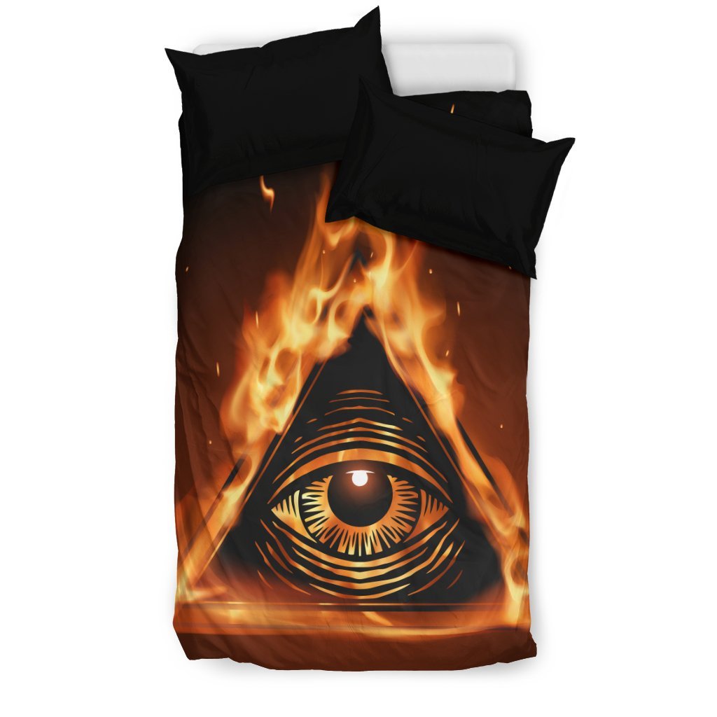 Eye Of Horus In Flame Print Duvet Cover Bedding Set