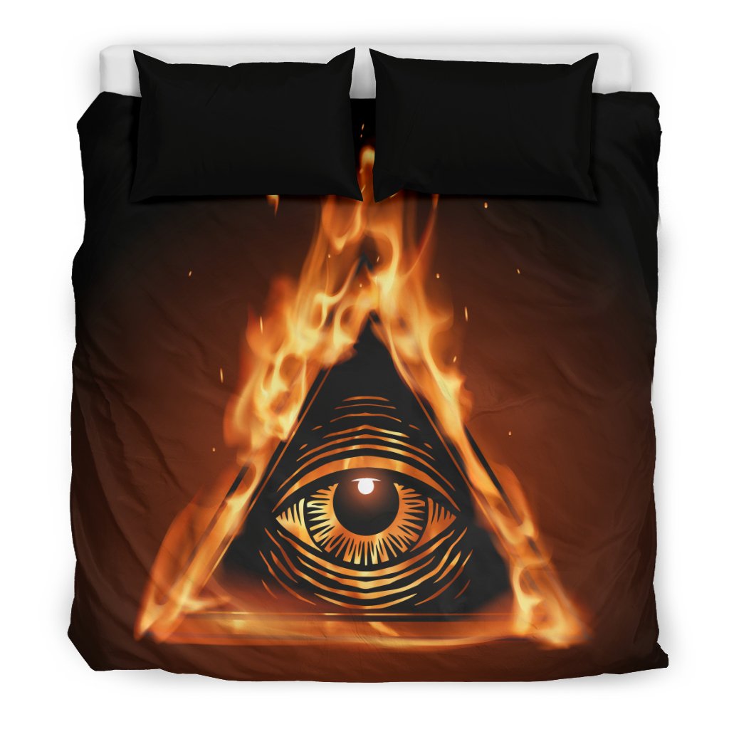 Eye Of Horus In Flame Print Duvet Cover Bedding Set