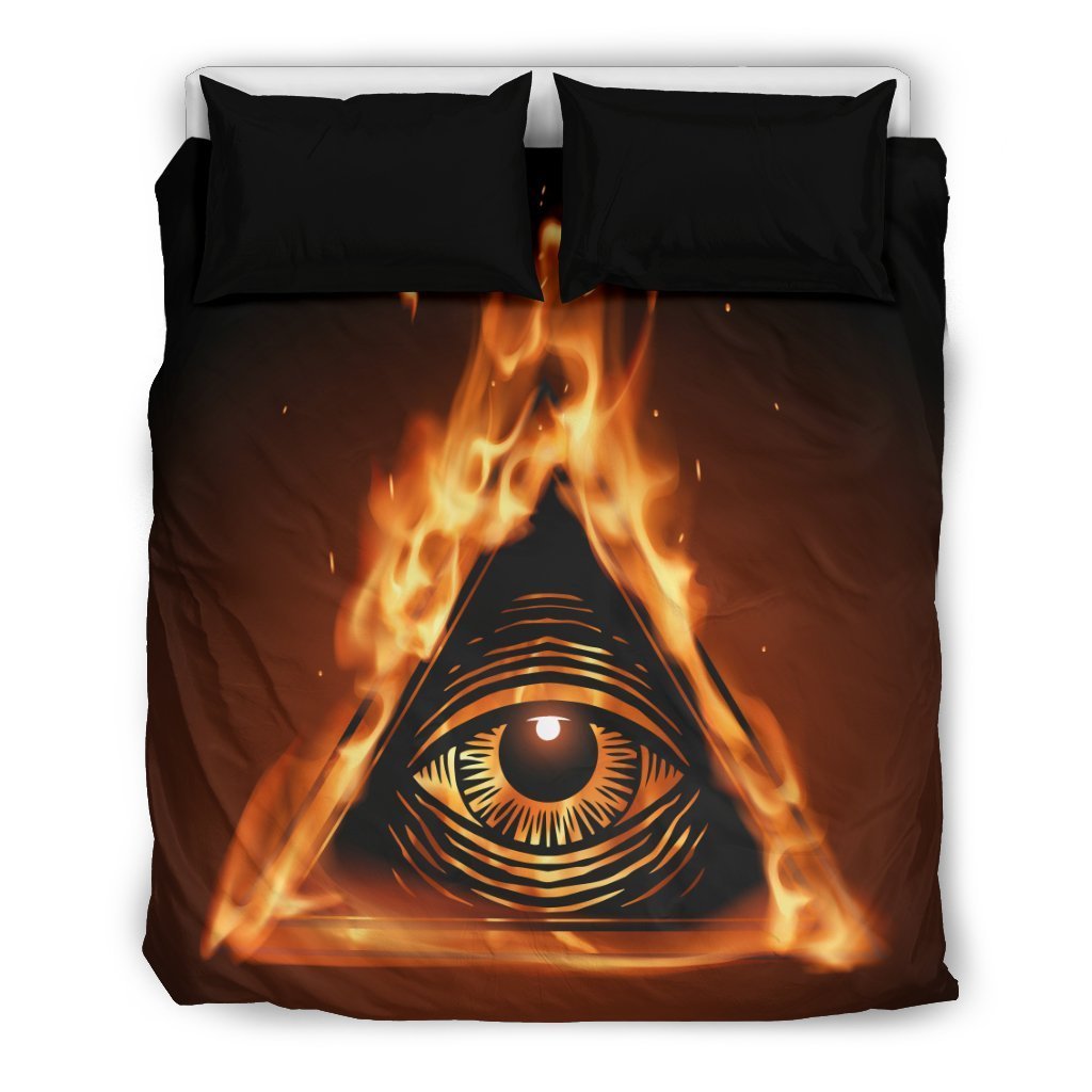 Eye Of Horus In Flame Print Duvet Cover Bedding Set