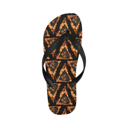 Eye of Horus in Flame Print Flip Flops-JTAMIGO.COM
