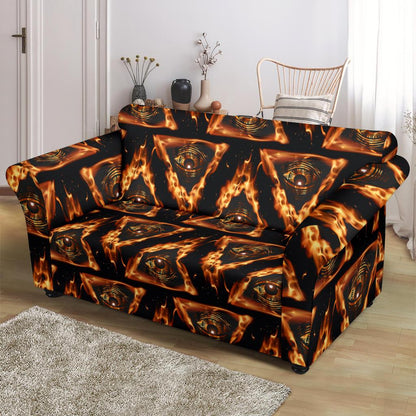 Eye of Horus in Flame Print Loveseat Slipcover-JTAMIGO.COM