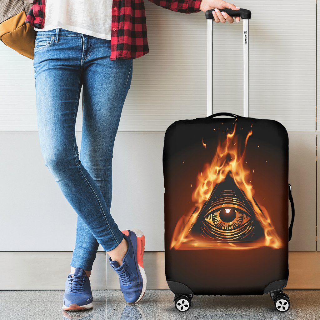 Eye Of Horus In Flame Print Luggage Cover Protector