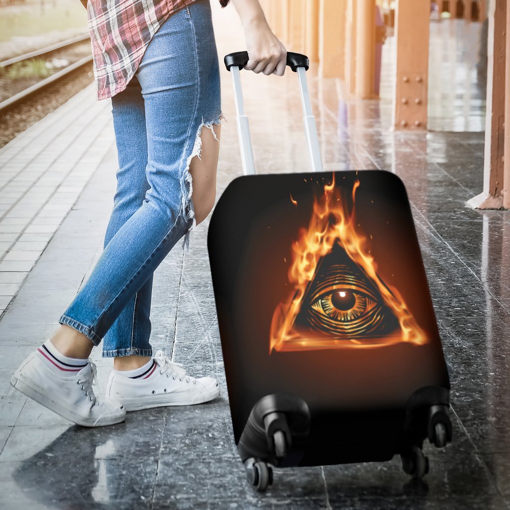 Eye Of Horus In Flame Print Luggage Cover Protector