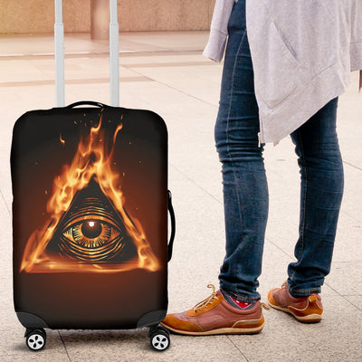Eye Of Horus In Flame Print Luggage Cover Protector