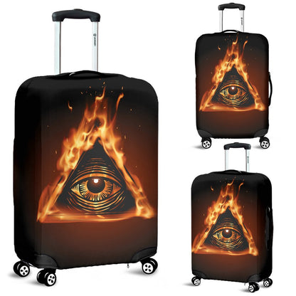 Eye Of Horus In Flame Print Luggage Cover Protector