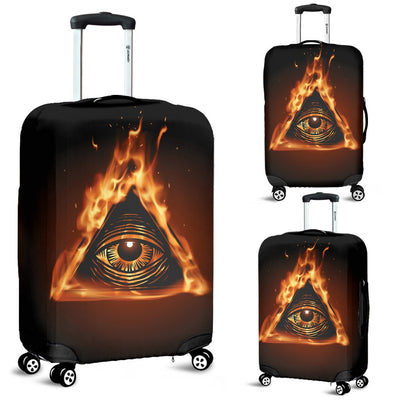 Eye Of Horus In Flame Print Luggage Cover Protector