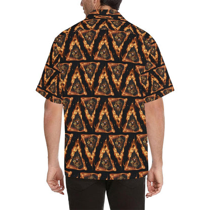 Eye of Horus in Flame Print Men Aloha Hawaiian Shirt
