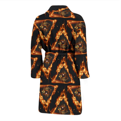 Eye of Horus in Flame Print Men Bath Robe-JTAMIGO.COM
