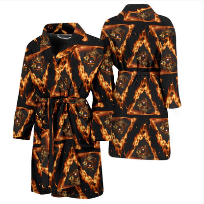 Eye of Horus in Flame Print Men Bath Robe-JTAMIGO.COM