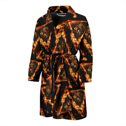 Eye of Horus in Flame Print Men Bath Robe-JTAMIGO.COM