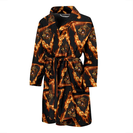 Eye of Horus in Flame Print Men Bath Robe-JTAMIGO.COM