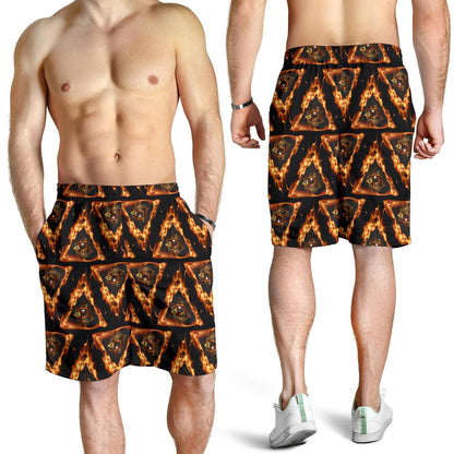Eye of Horus in Flame Print Mens Shorts-JTAMIGO.COM