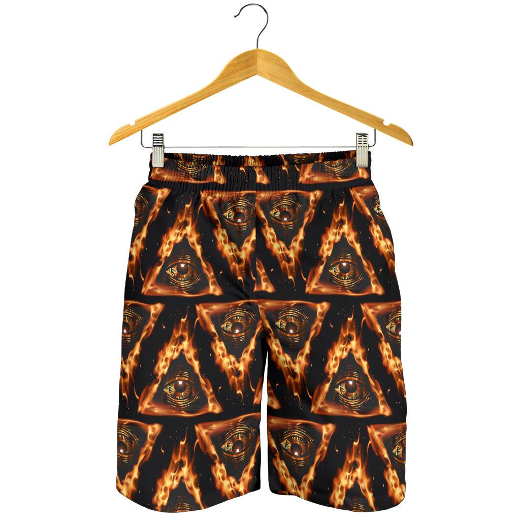 Eye of Horus in Flame Print Mens Shorts-JTAMIGO.COM