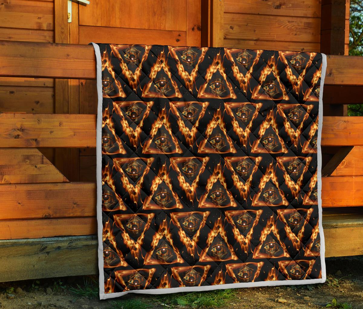 Eye of Horus in Flame Print Premium Quilt-JTAMIGO.COM