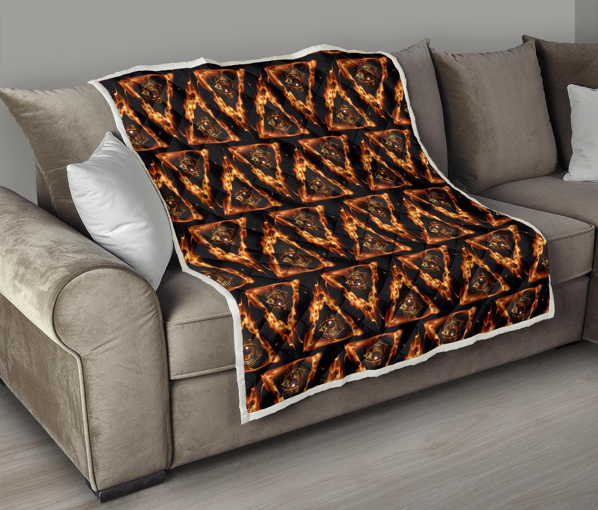 Eye of Horus in Flame Print Premium Quilt-JTAMIGO.COM
