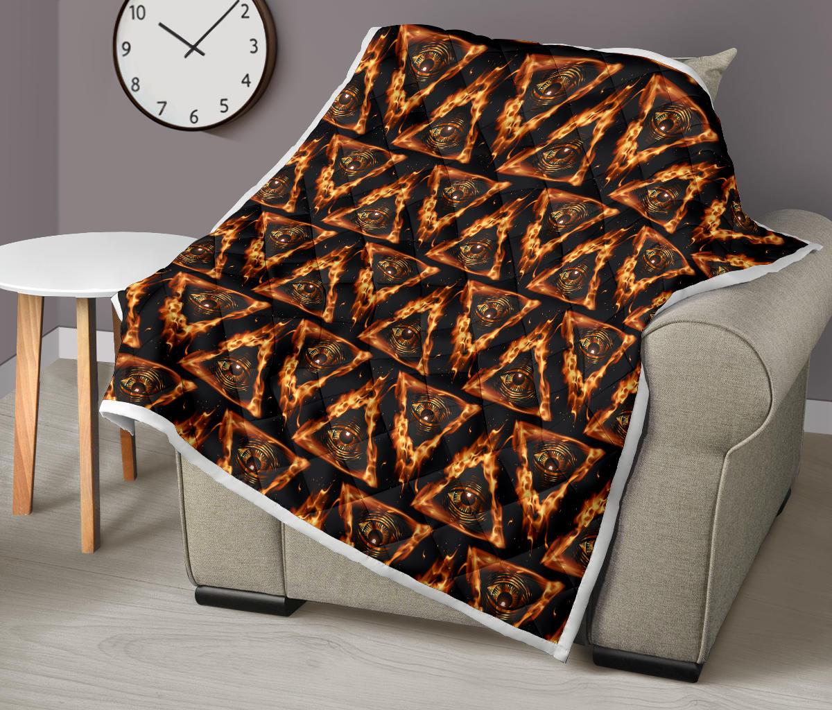 Eye of Horus in Flame Print Premium Quilt-JTAMIGO.COM
