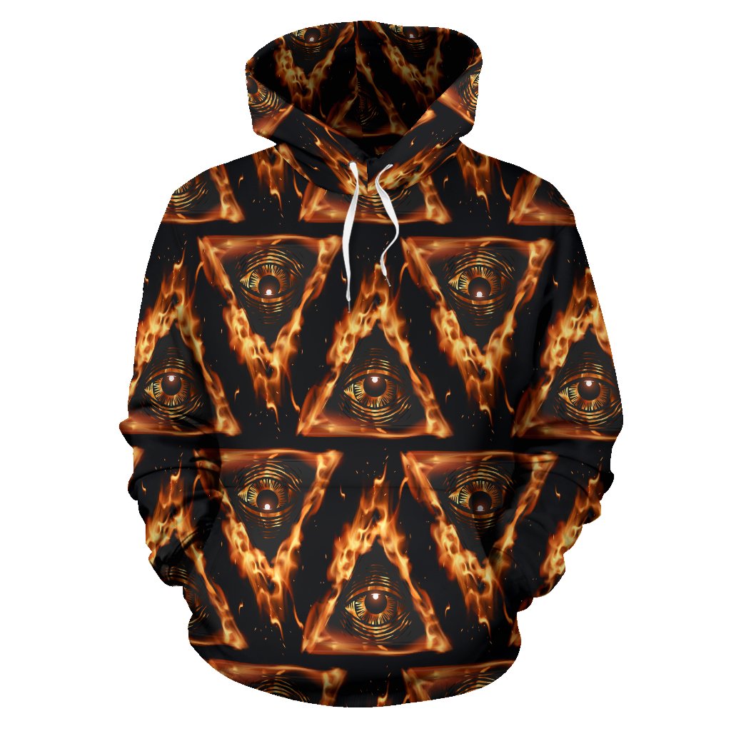 Eye of Horus in Flame Print Pullover Hoodie