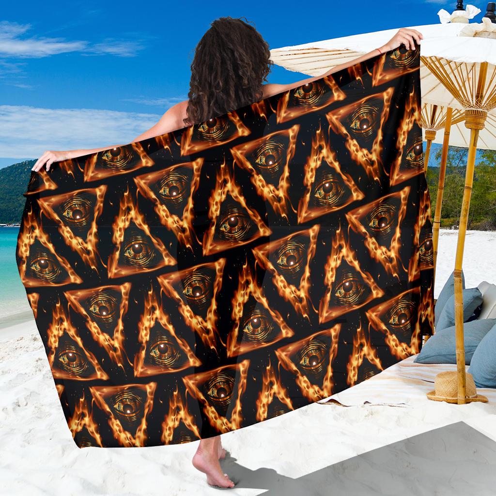 Eye of Horus in Flame Print Sarong Pareo Wrap