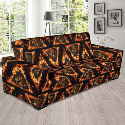 Eye of Horus in Flame Print Sofa Slipcover-JTAMIGO.COM