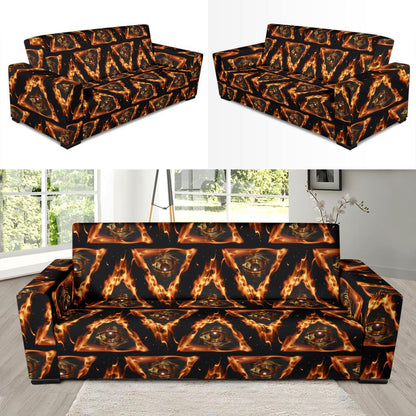 Eye of Horus in Flame Print Sofa Slipcover-JTAMIGO.COM