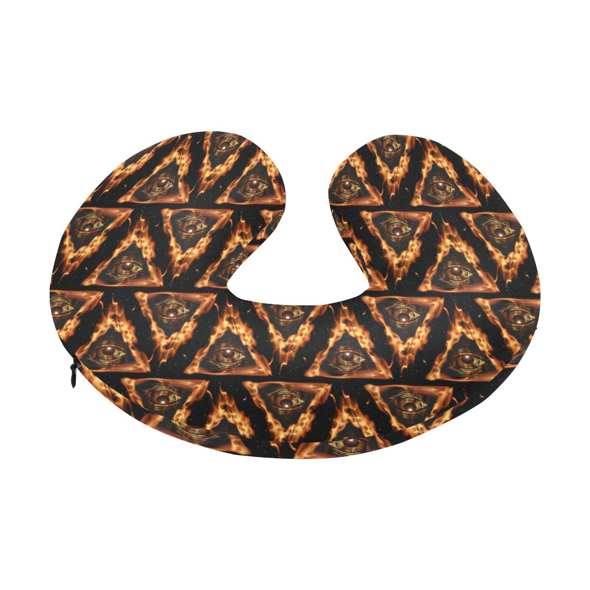 Eye of Horus in Flame Print U-Shaped Travel Neck Pillow-JTAMIGO.COM