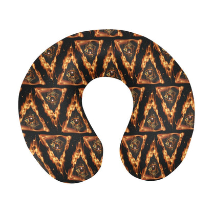 Eye of Horus in Flame Print U-Shaped Travel Neck Pillow-JTAMIGO.COM