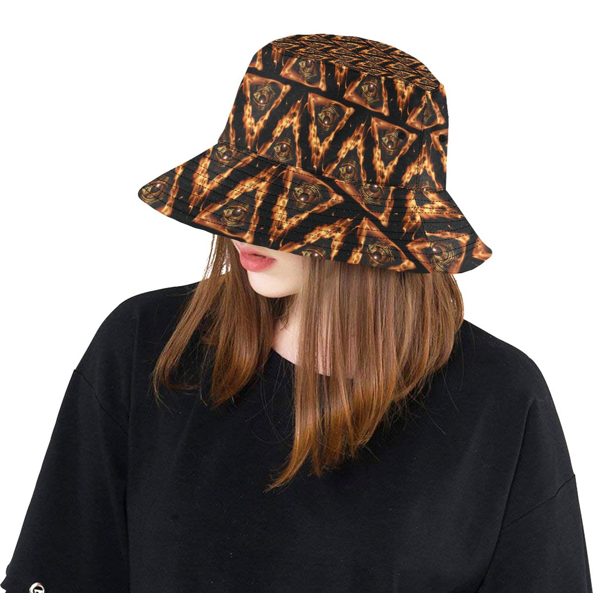 Eye of Horus in Flame Print Unisex Bucket Hat