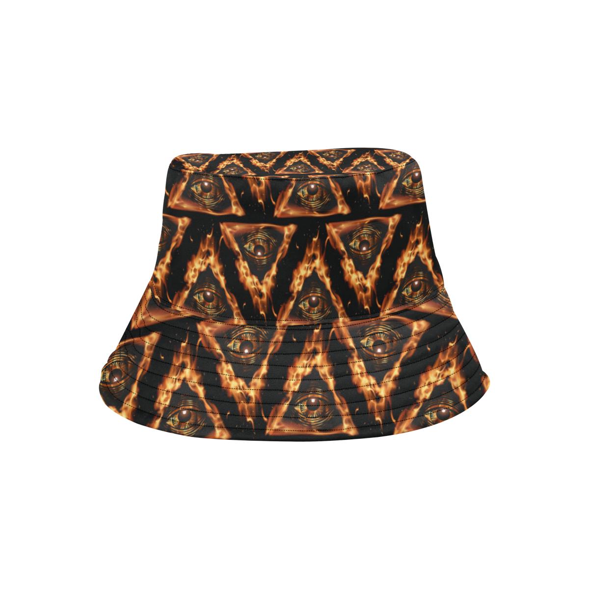 Eye of Horus in Flame Print Unisex Bucket Hat