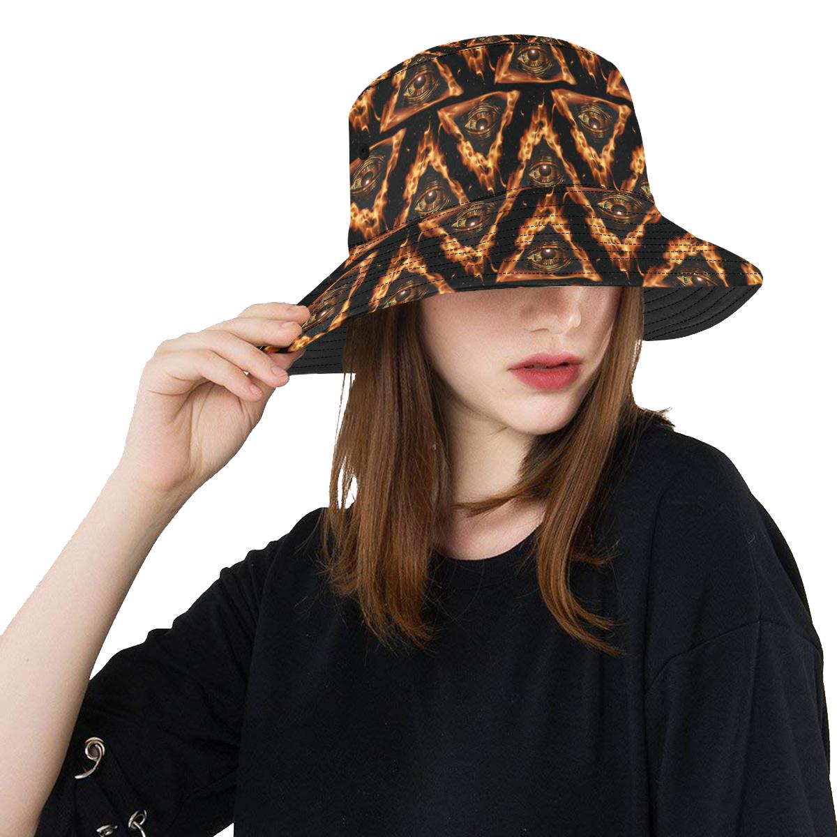 Eye of Horus in Flame Print Unisex Bucket Hat