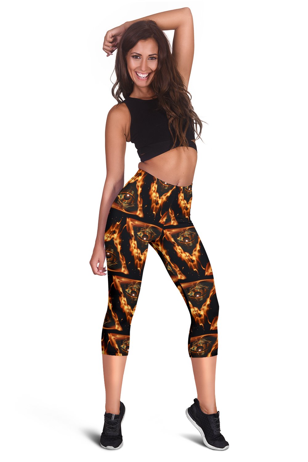 Eye of Horus in Flame Print Women Capris