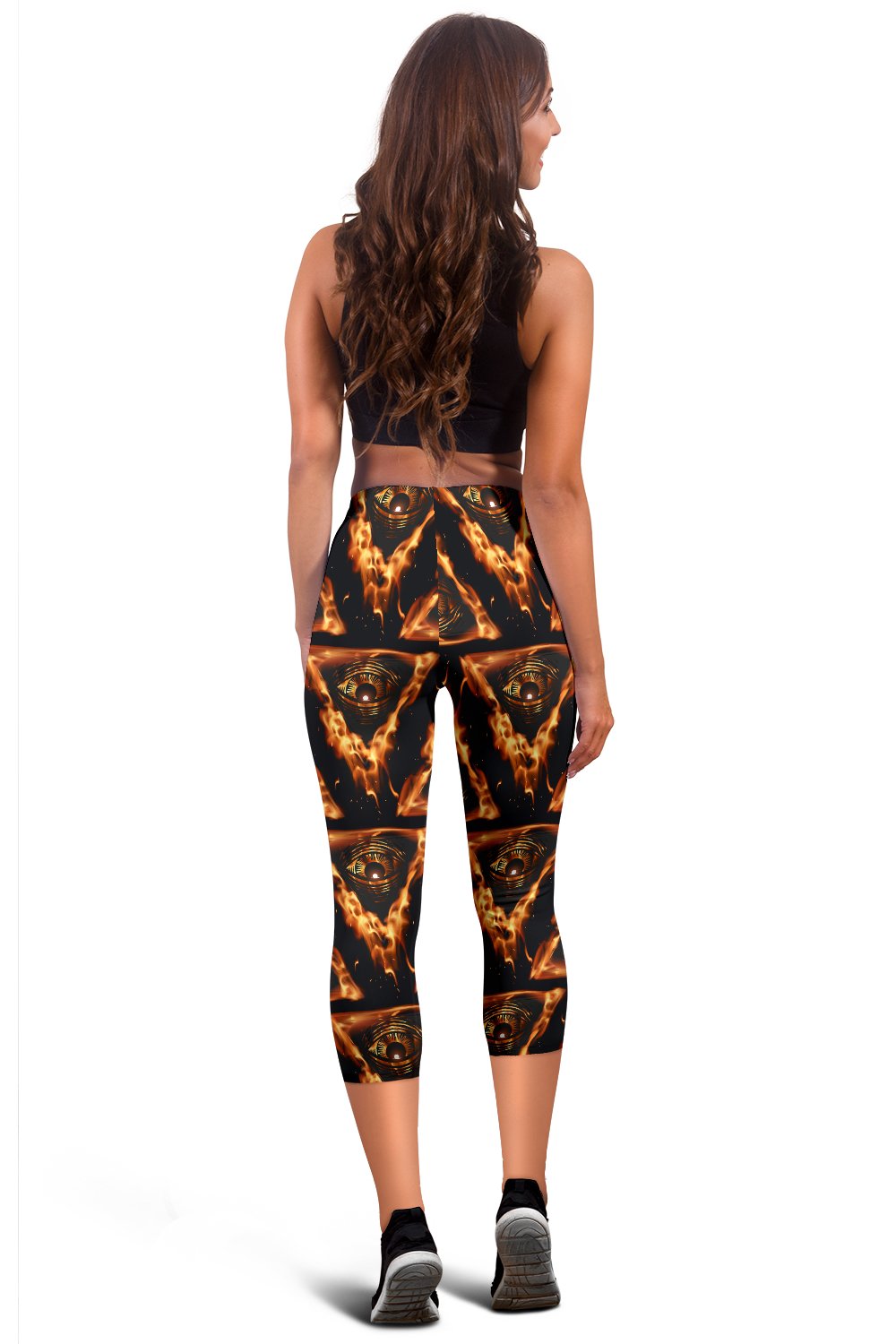 Eye of Horus in Flame Print Women Capris