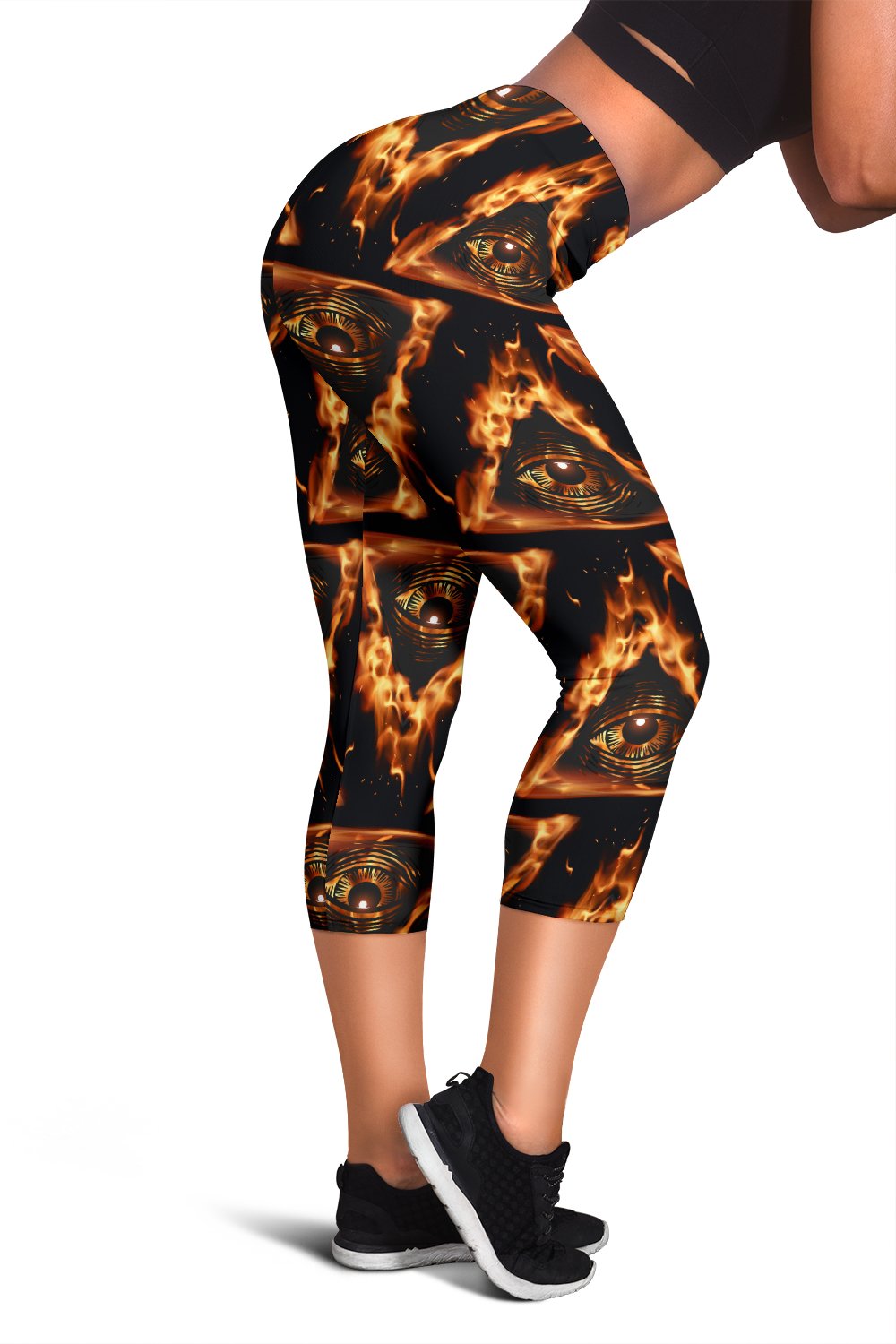 Eye of Horus in Flame Print Women Capris