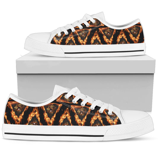 Eye of Horus in Flame Print Women Low Top Shoes