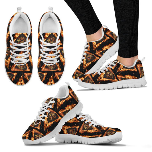 Eye of Horus in Flame Print Women Sneakers Shoes