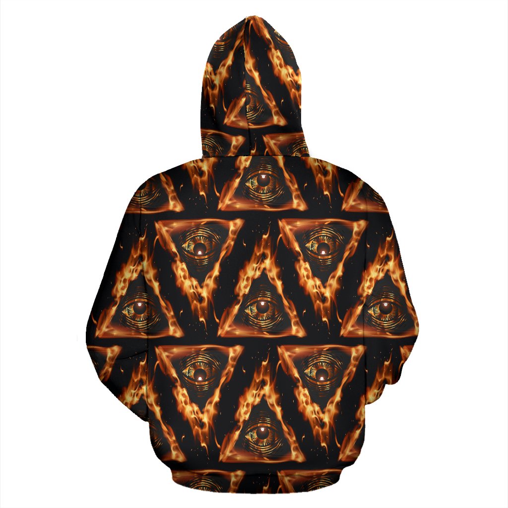 Eye of Horus in Flame Print Zip Up Hoodie
