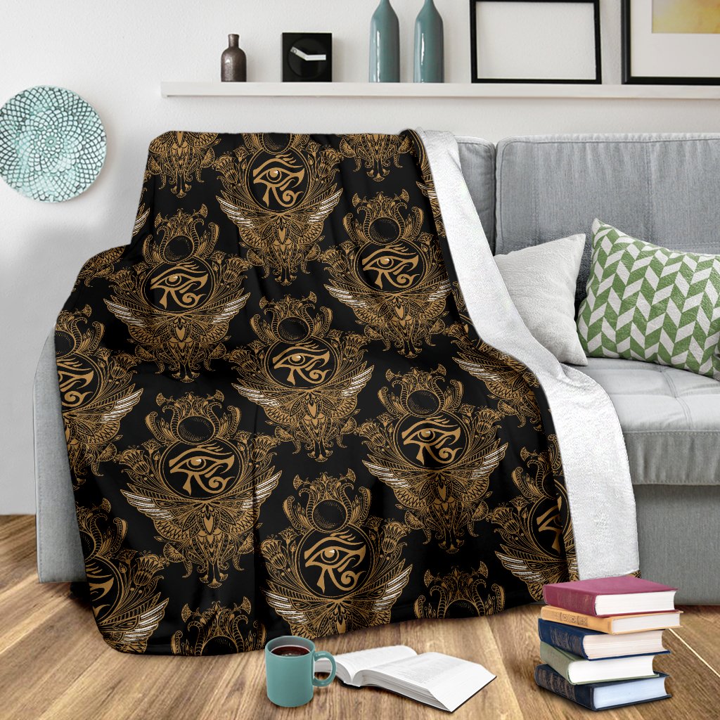 Eye Of Horus Mandala Style Fleece Blanket