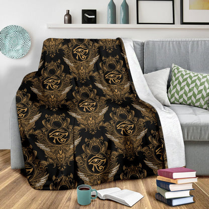 Eye Of Horus Mandala Style Fleece Blanket