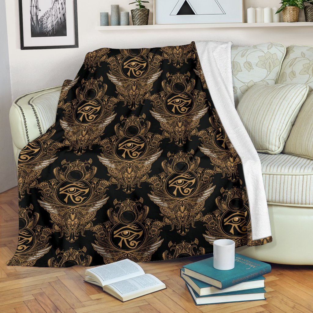 Eye Of Horus Mandala Style Fleece Blanket