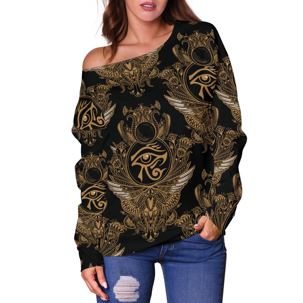 Eye of Horus Mandala Style Off Shoulder Sweatshirt