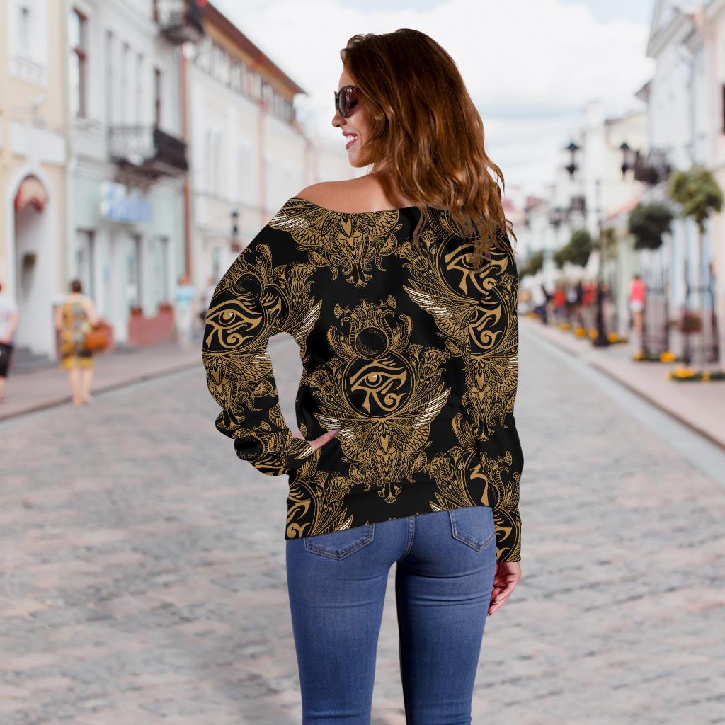 Eye of Horus Mandala Style Off Shoulder Sweatshirt