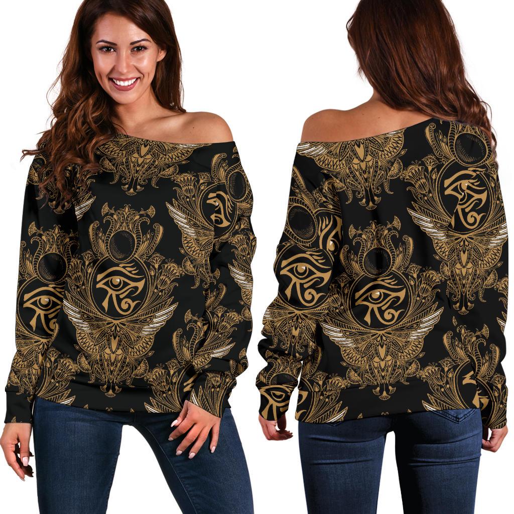Eye of Horus Mandala Style Off Shoulder Sweatshirt