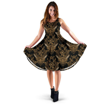 Eye Of Horus Mandala Style Sleeveless Dress