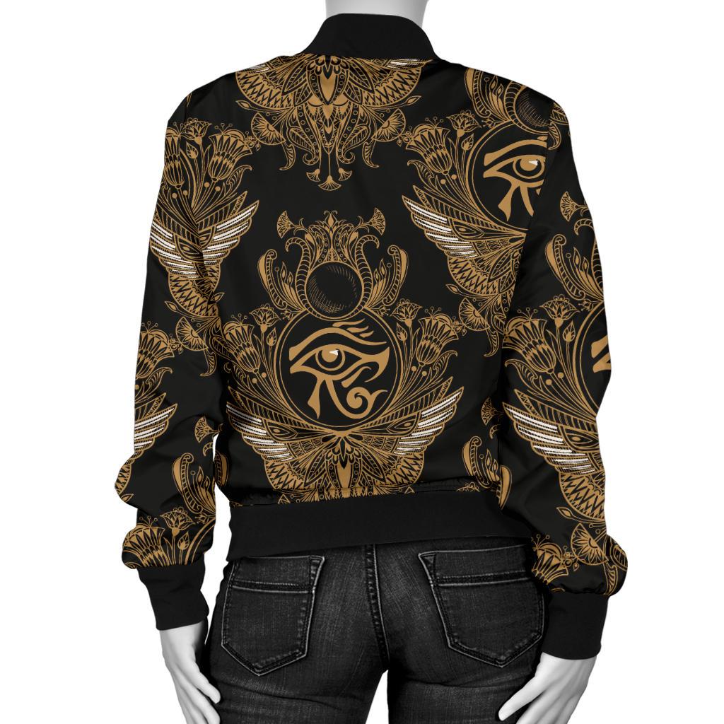 Eye of Horus Mandala Style Women Casual Bomber Jacket