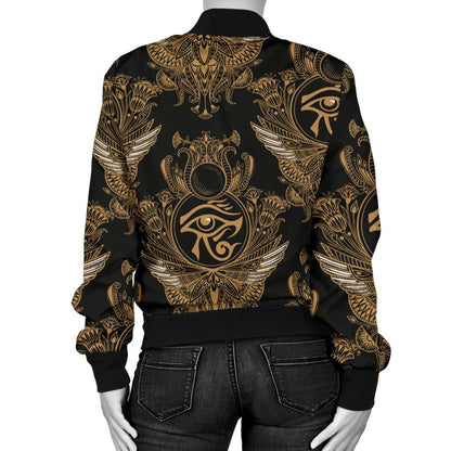 Eye of Horus Mandala Style Women Casual Bomber Jacket