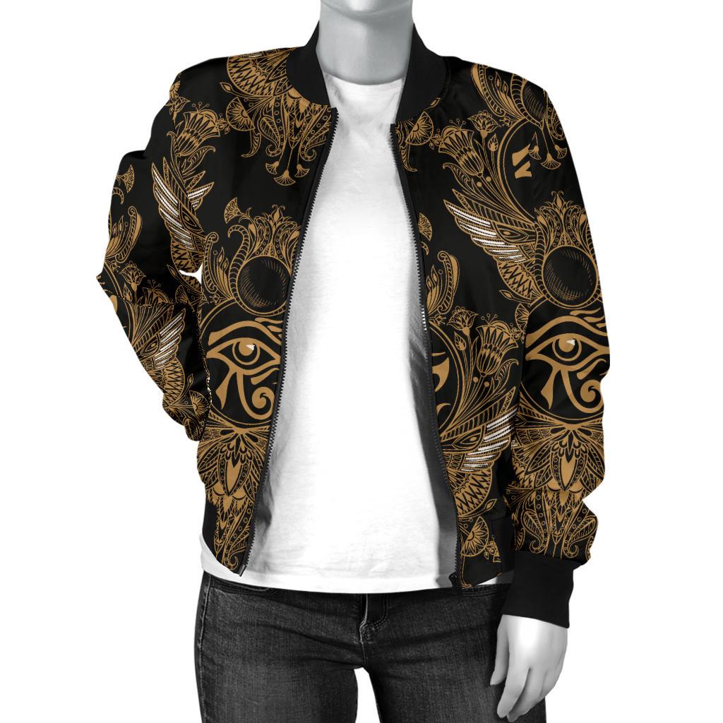 Eye of Horus Mandala Style Women Casual Bomber Jacket