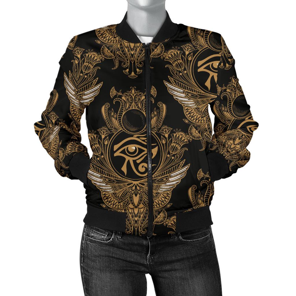 Eye of Horus Mandala Style Women Casual Bomber Jacket