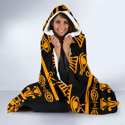 Eye of Horus Tribal Egypt Pattern Hooded Blanket-JTAMIGO.COM