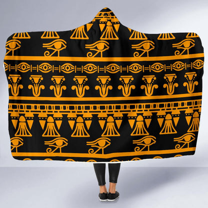 Eye of Horus Tribal Egypt Pattern Hooded Blanket-JTAMIGO.COM